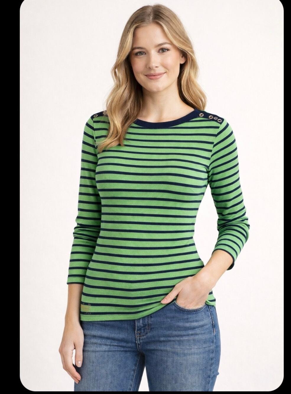 Lauren Ralph Lauren Green & Blue Long Sleeve Boat Neck T-Shirt Women’s Size P/S
